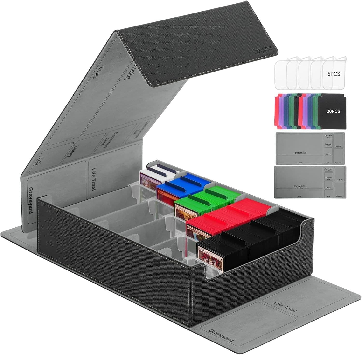 5-Row PU Leather Card Storage Box with Magnetic Lids, 3,800+ Cards thumbnail 1