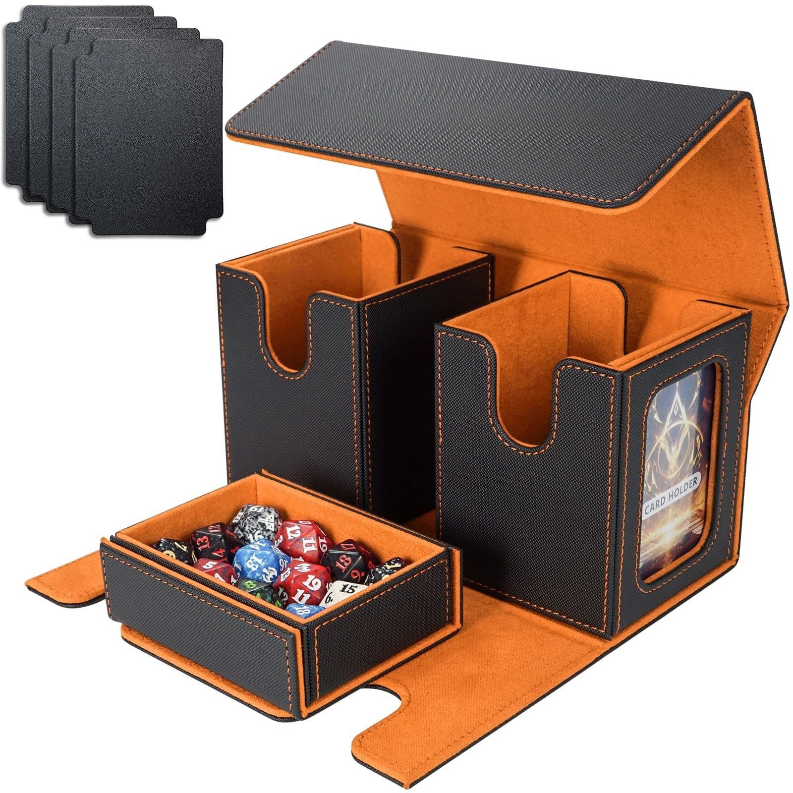 Commander Deck Box for 2 Decks with Dice Tray, PU Leather, Magnetic thumbnail 2