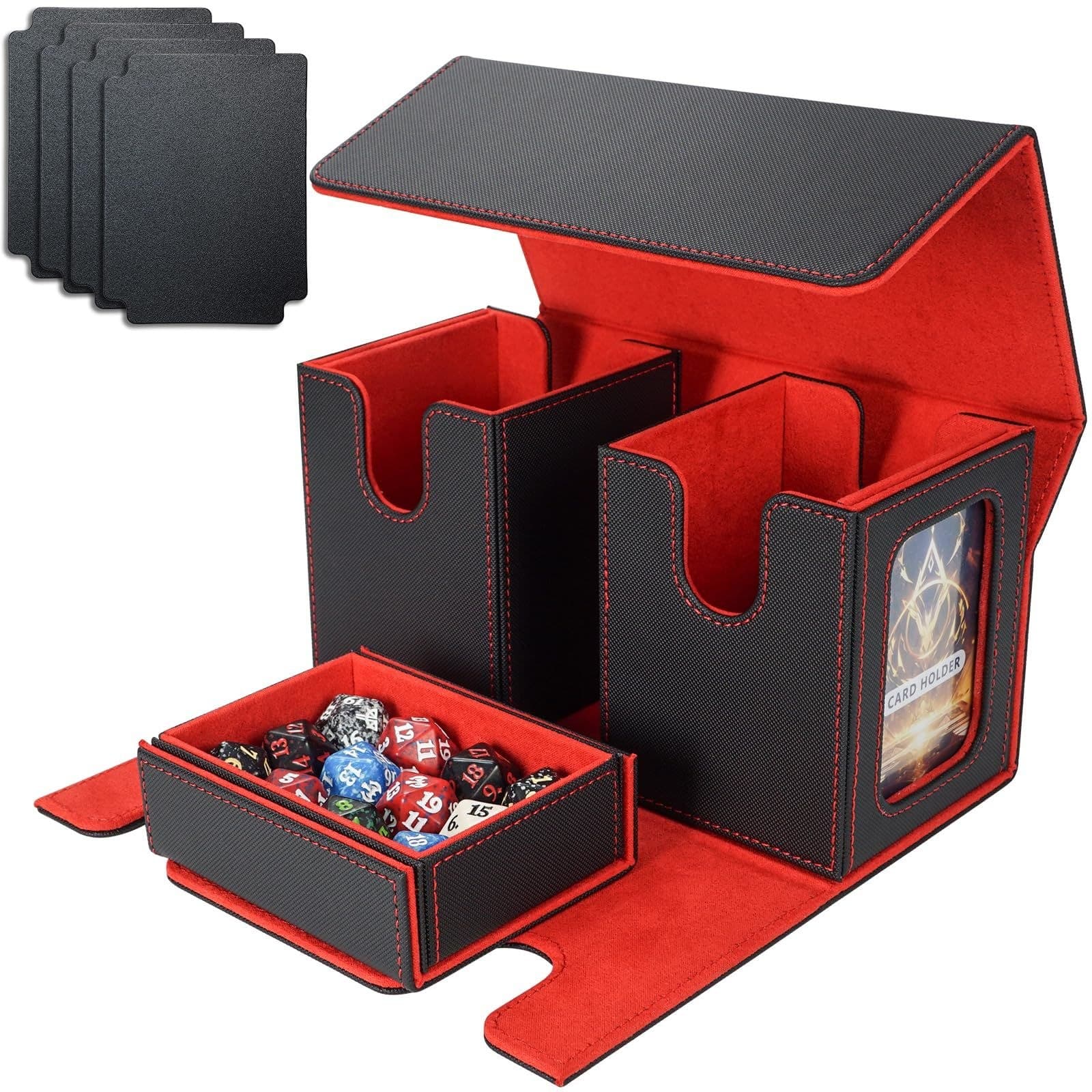Commander Deck Box for 2 Decks with Dice Tray, PU Leather, Magnetic thumbnail 3