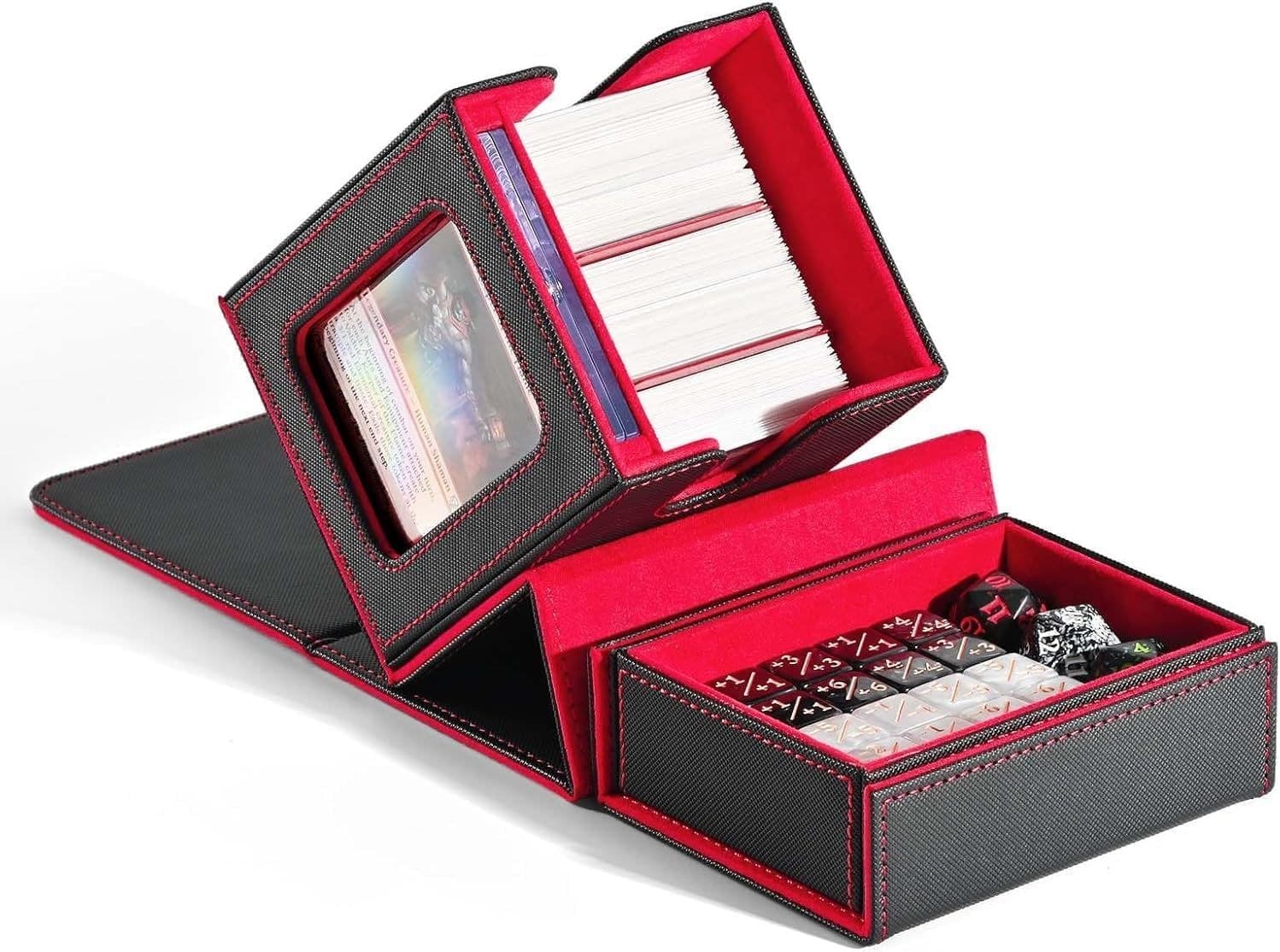 Deck Box with Commander Display Window and Dice Tray, Holds 100+ Sleeved Cards thumbnail 4