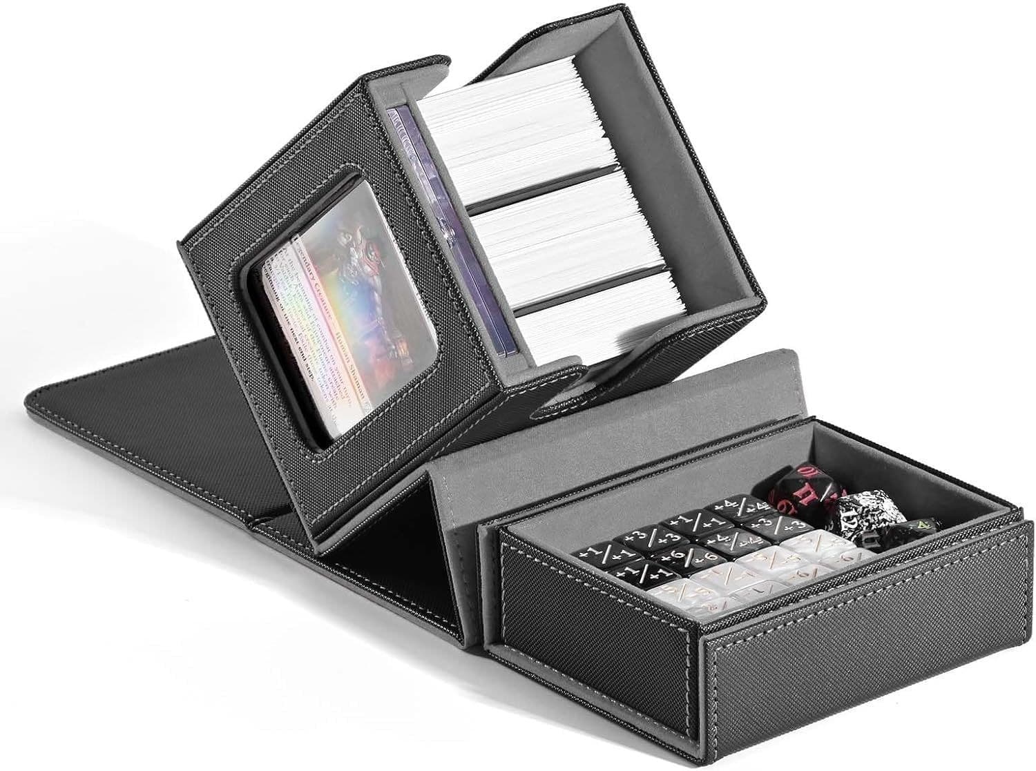 Deck Box with Commander Display Window and Dice Tray, Holds 100+ Sleeved Cards thumbnail 1