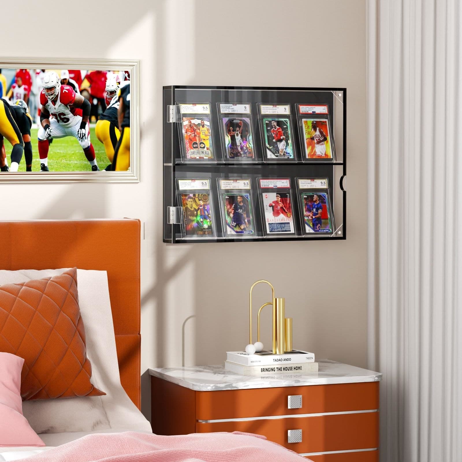 8-Compartment Acrylic Graded Card Display Case with Magnetic Door, 14.2 x 11.6 in thumbnail 4