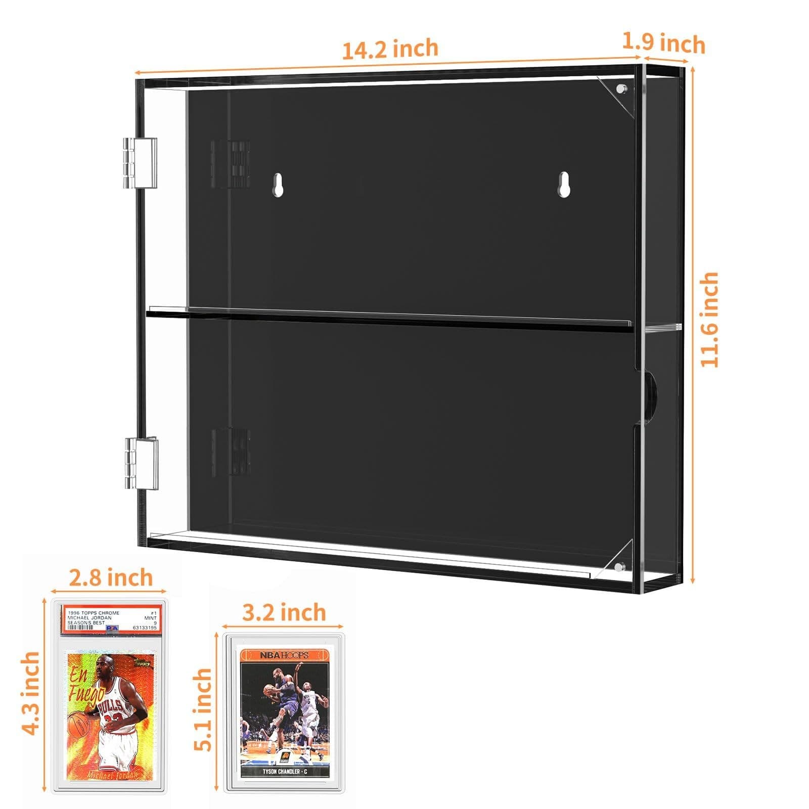 8-Compartment Acrylic Graded Card Display Case with Magnetic Door, 14.2 x 11.6 in thumbnail 5