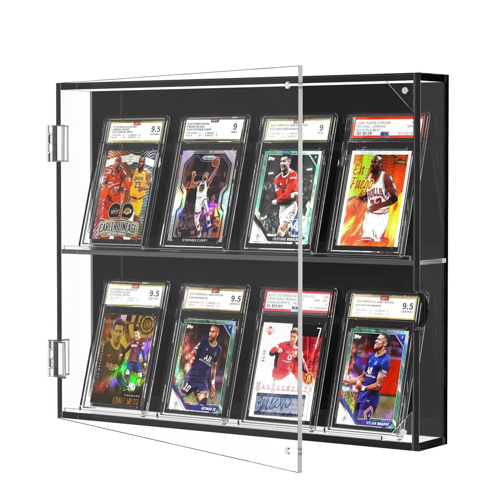 8-Compartment Acrylic Graded Card Display Case with Magnetic Door, 14.2 x 11.6 in