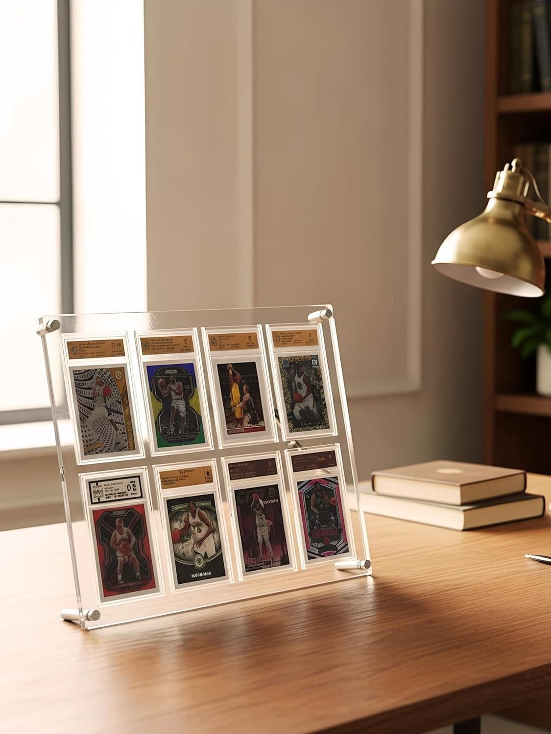 Clear Acrylic Graded Card Display Frame, 8 Slots, Wall or Desktop thumbnail 2