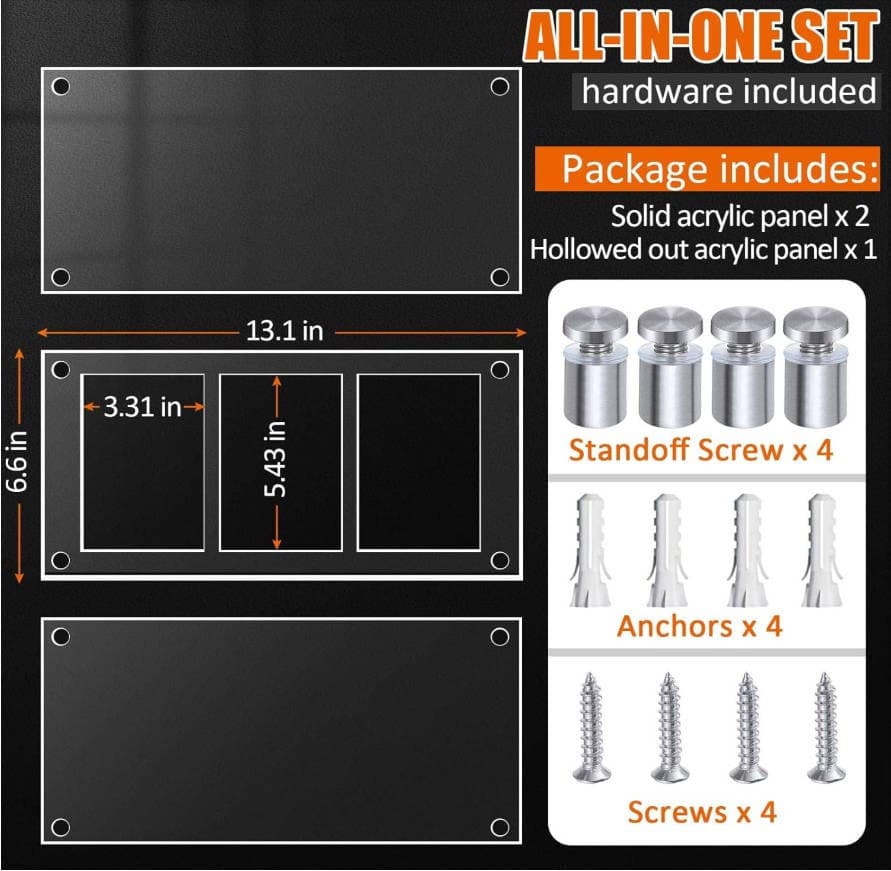 Acrylic Magnetic 3-Slab Display Frame with Stand and Wall Kit thumbnail 3
