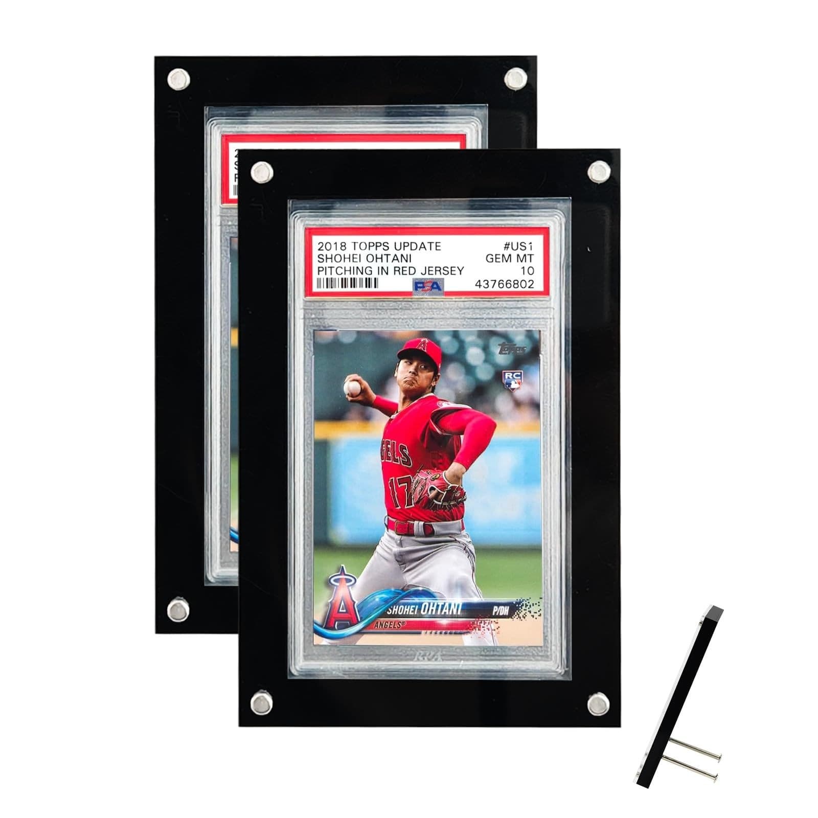Black-Frame Acrylic Graded Card Holder, Wall or Desktop, 4.4 x 6.6 in