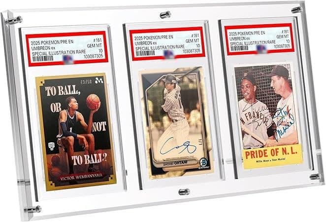 Wall-Mounted Acrylic Graded Slab Display Frame, 3 Slots, Compatible with PSA Slabs thumbnail 3
