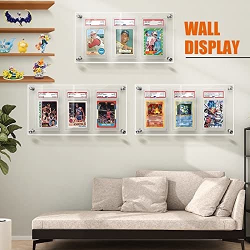 Wall-Mounted Acrylic Graded Slab Display Frame, 3 Slots, Compatible with PSA Slabs thumbnail 5