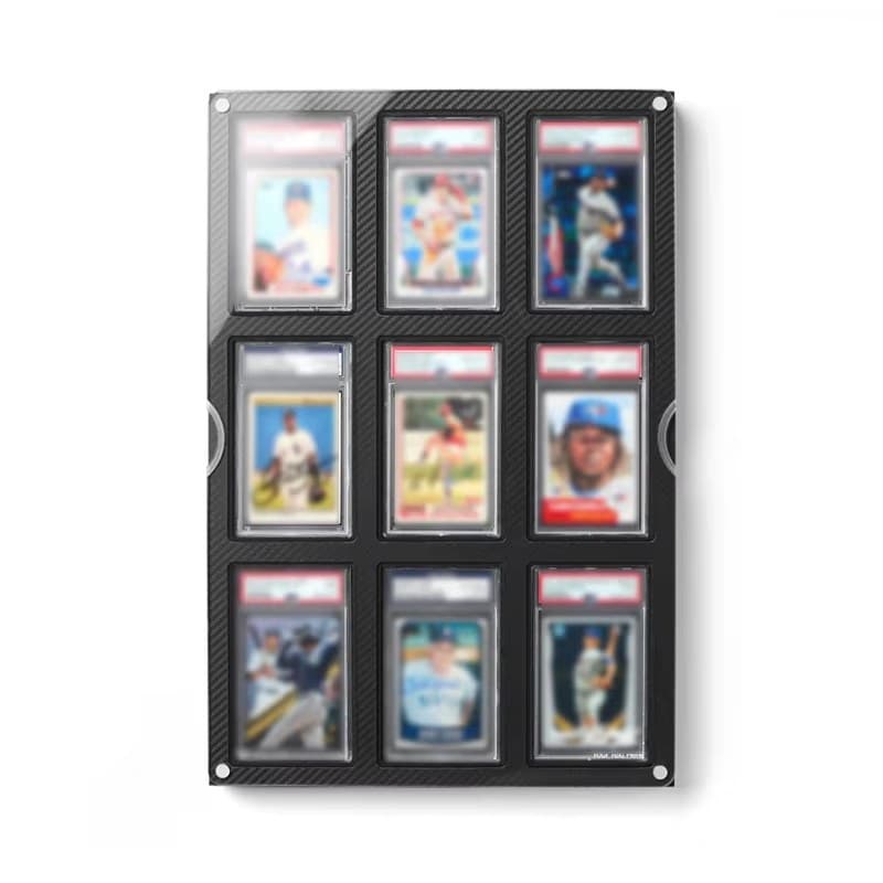 9-Slot Acrylic Wall Frame for Graded Cards, Black Back thumbnail 2