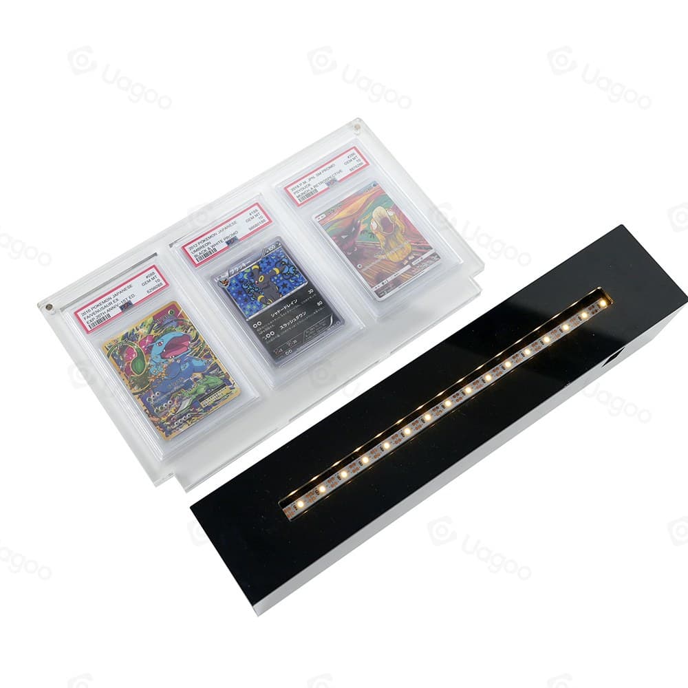 LED-Lit Acrylic Display Stand for 3 Graded Slabs thumbnail 2