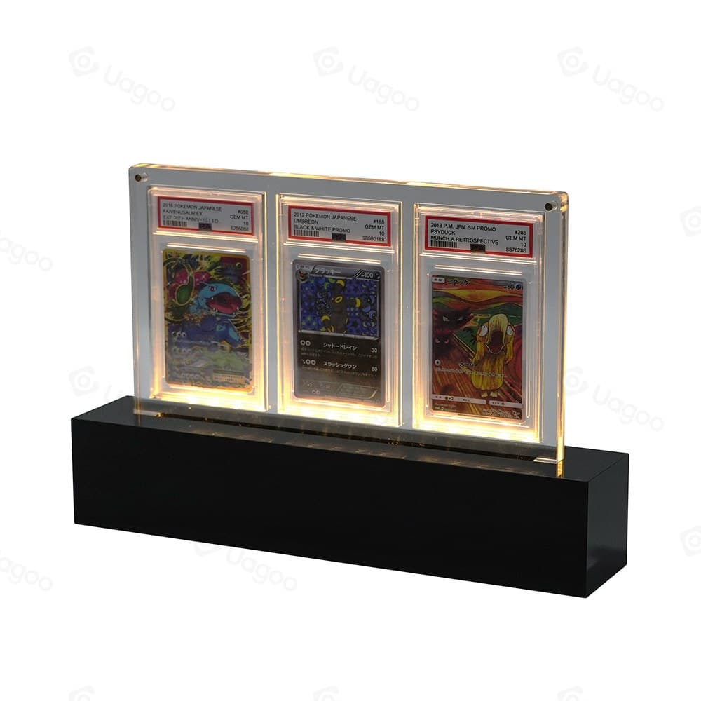 LED-Lit Acrylic Display Stand for 3 Graded Slabs thumbnail 1
