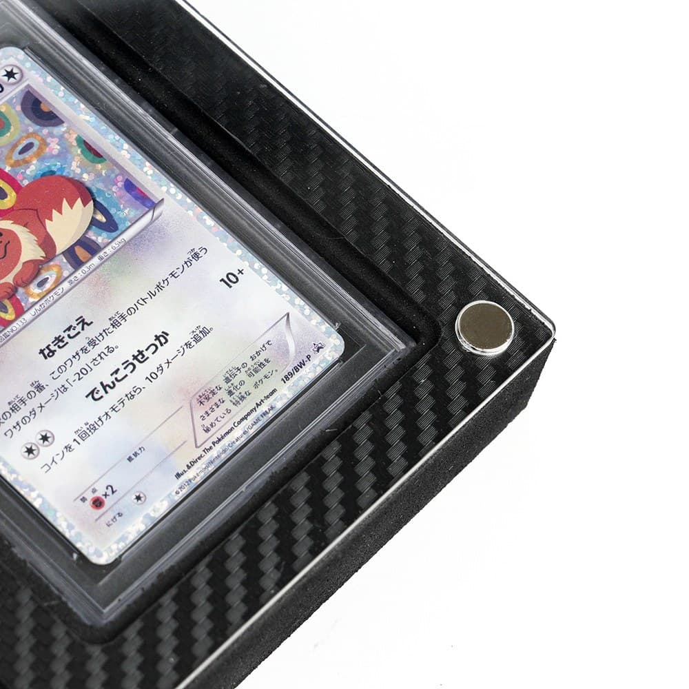 Wall-Mounted Magnetic Graded Slab Display Frame, 9 Slots, Carbon-Look Back thumbnail 4