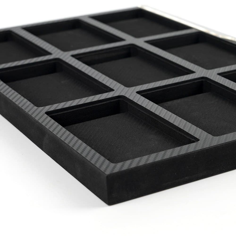 Wall-Mounted Magnetic Graded Slab Display Frame, 9 Slots, Carbon-Look Back thumbnail 6