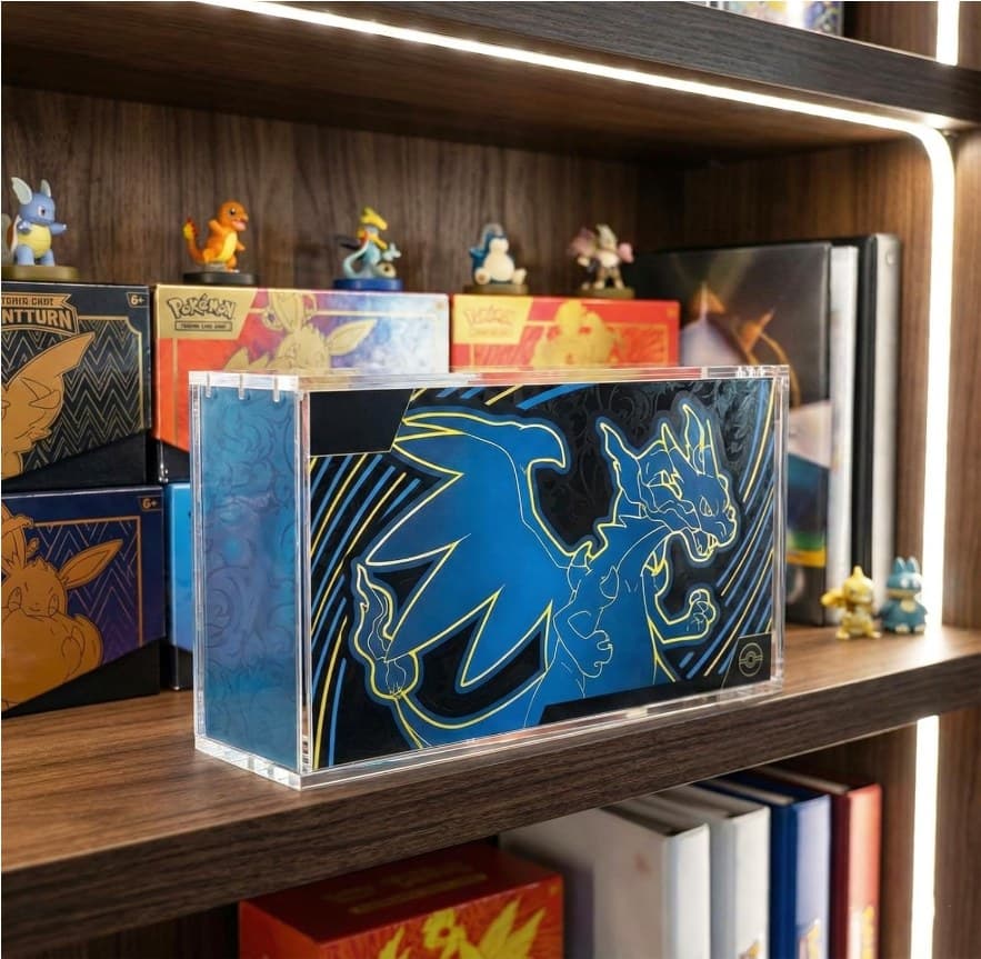 Thick Acrylic Display Case, Inside 14.7 x 3.5 x 8.7 in, Compatible with Pokémon Mega Charizard X ex UPC thumbnail 3