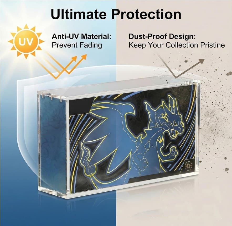 Thick Acrylic Display Case, Inside 14.7 x 3.5 x 8.7 in, Compatible with Pokémon Mega Charizard X ex UPC thumbnail 5