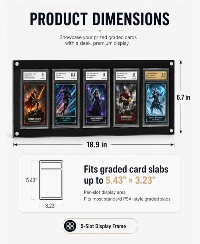 Wall-Mounted Graded Slab Display Frame, 5 Slots, 18.9 x 6.7 in thumbnail 5