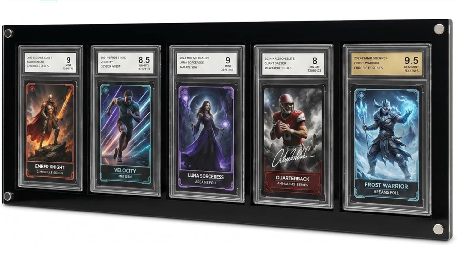 Wall-Mounted Graded Slab Display Frame, 5 Slots, 18.9 x 6.7 in thumbnail 1