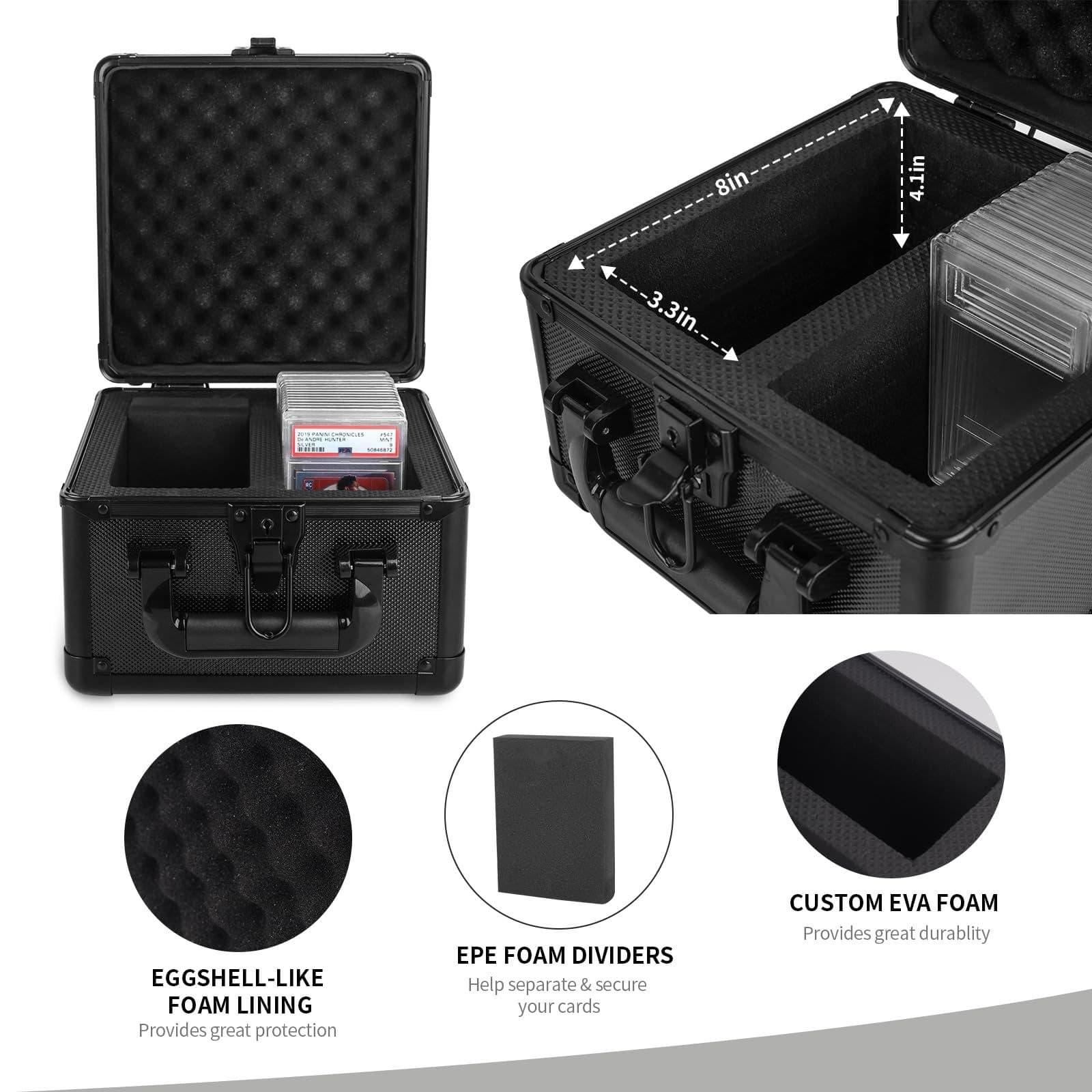 Hard Plastic Graded Card Carrying Case with Foam Dividers thumbnail 2