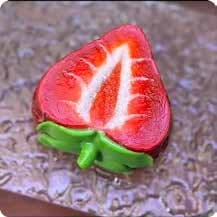 Squishy Fruit Stress Toy – Halved Strawberry, Fidget Squeeze Toy, 6.3 × 6.3 × 4.3 cm thumbnail 1