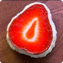 Squishy Fruit Stress Toy – Halved Strawberry with White Rim, Fidget Squeeze Toy, 7 × 7.5 × 5 cm thumbnail 1