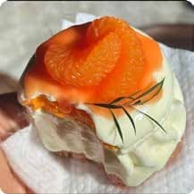 Squishy Food Stress Toy – Tangerine-Topped Cream Cake, Fidget Squeeze Toy, 7 × 7 × 7 cm thumbnail 1