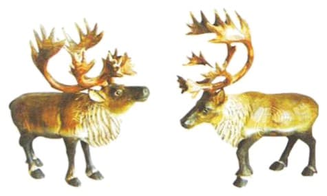 Hand-Carved Wooden Reindeer Figurines, 2 Designs, Painted Finish 缩略图 1