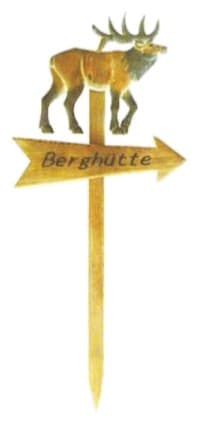 Carved Wooden Deer Arrow Sign Garden Stake