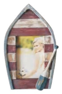 Nautical Boat-Shaped Wooden Photo Frame with Oar, Distressed Finish thumbnail 1
