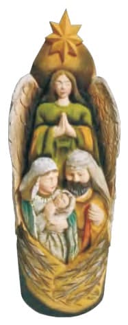 Hand-Painted Carved Wooden Angel and Holy Family Statue 缩略图 1