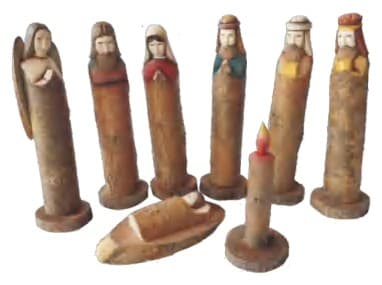 Carved Wooden Nativity Peg Figure Set, Hand-Painted thumbnail 1