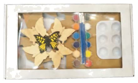 Paint-Your-Own Wooden Butterfly and Flower Craft Kit with Paints and Brush