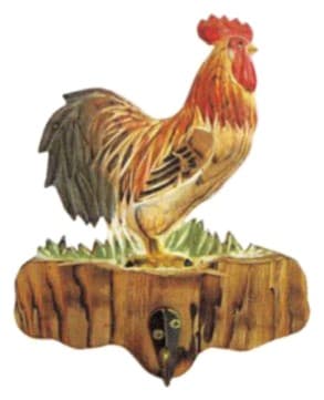 Carved Wooden Rooster on Tree Stump Wall Hook thumbnail 1