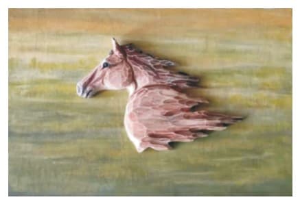 Carved Wooden Horse Head Relief Wall Panel, Hand-Painted 缩略图 1