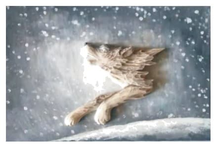 Carved Wooden Wolf in Snow Relief Wall Panel, Hand-Painted thumbnail 1