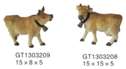 Hand-Carved Wooden Cow Figurines with Bell, 2 Designs thumbnail 1