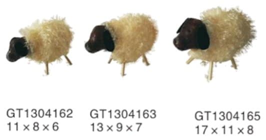 Wooden Sheep Figurines with Fleece Wool Body, 3 Sizes thumbnail 1
