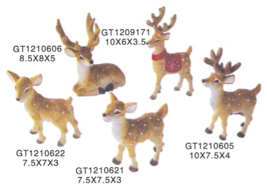 Hand-Finished Deer and Fawn Figurines, Painted, Assorted Designs 缩略图 1