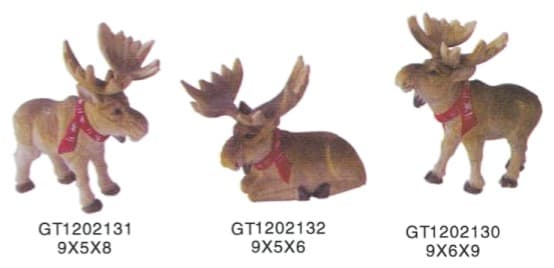 Hand-Finished Moose Figurines, Painted, 3 Designs thumbnail 1