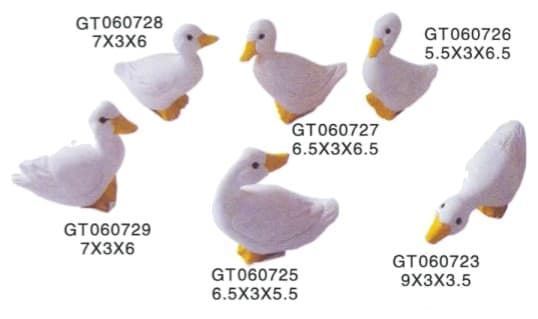 Hand-Finished White Duck Figurines, Painted, Assorted Poses 缩略图 1