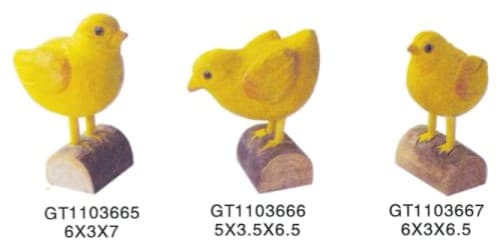 Hand-Finished Yellow Chick Figurines on Log, 3 Poses thumbnail 1