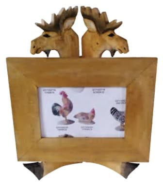 Carved Moose Head Photo Frame with Easel Stand, Hand-Painted thumbnail 1