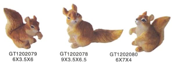 Hand-Finished Squirrel Figurines, Painted, 3 Poses thumbnail 1
