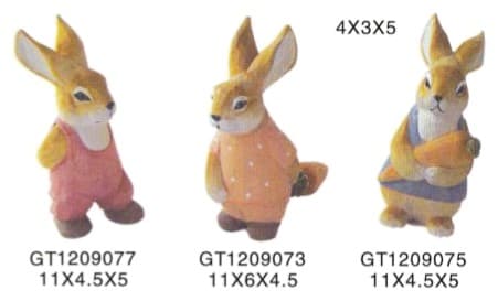 Hand-Painted Carved Bunny Figurines in Clothes, 3 Designs thumbnail 1