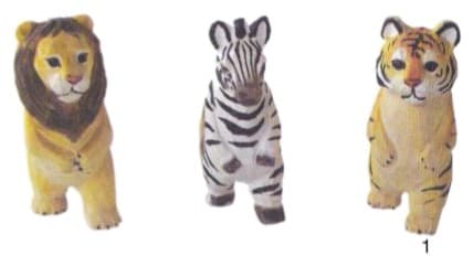 Hand-Finished Lion, Zebra and Tiger Figurines, Painted 缩略图 1
