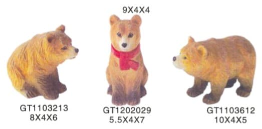 Hand-Finished Brown Bear Figurines, Painted, 3 Designs 缩略图 1