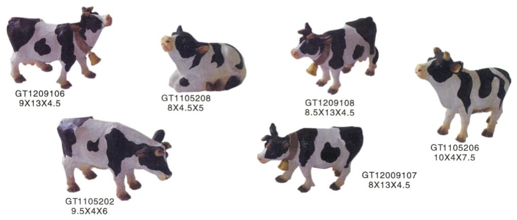 Hand-Finished Black and White Cow Figurines, Painted, 6 Designs thumbnail 1