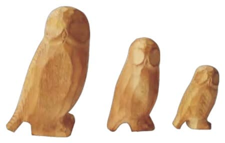 Hand-Carved Natural Wood Owl Figurines, Set of 3 Sizes thumbnail 1