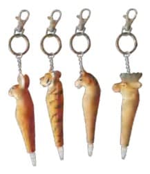 Carved Carrot and Animal Pens with Key Ring, 4 Designs