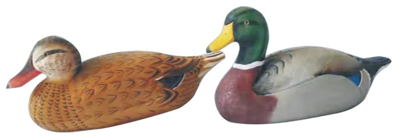 Hand-Painted Carved Mallard Duck Decoys, Drake and Hen Pair thumbnail 1